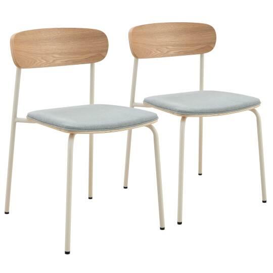 Chaises de restaurant en bois, métal et tissu - Lot de 2 | Mobeventpro