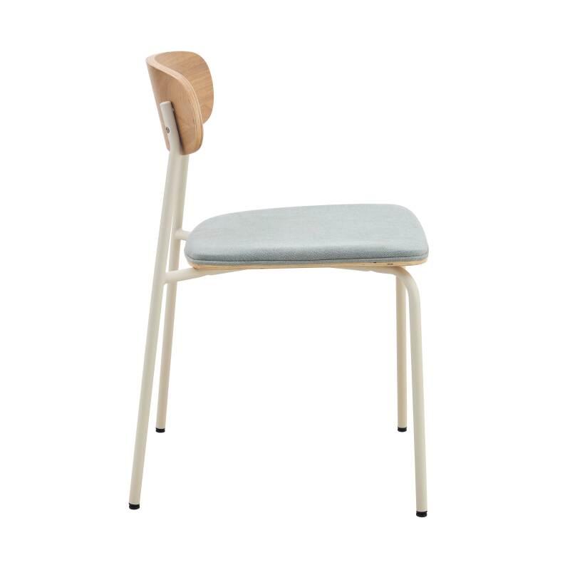 Lot de 2 chaises de restaurant en métal, bois et tissu (3/6)