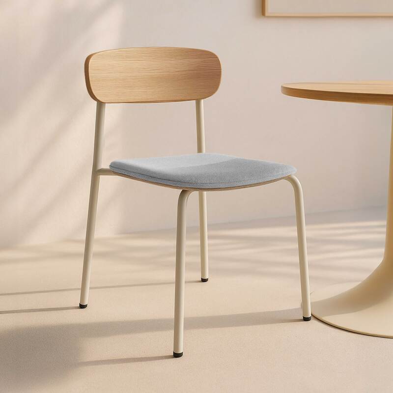 Lot de 2 chaises de restaurant en métal, bois et tissu