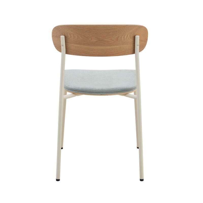 Lot de 2 chaises de restaurant en métal, bois et tissu (4/6)