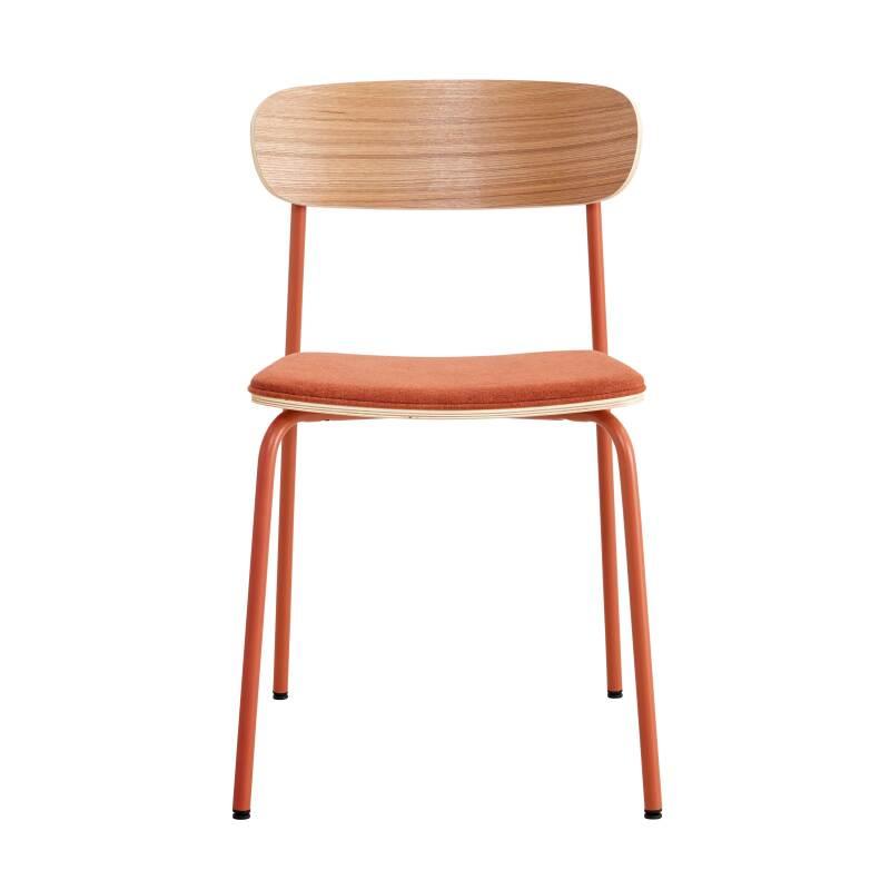 Lot de 2 chaises de restaurant en métal, bois et tissu (2/6)