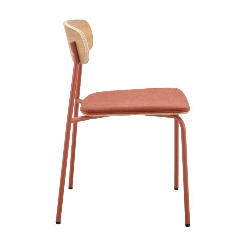 Lot de 2 chaises de restaurant en métal, bois et tissu (3/6)
