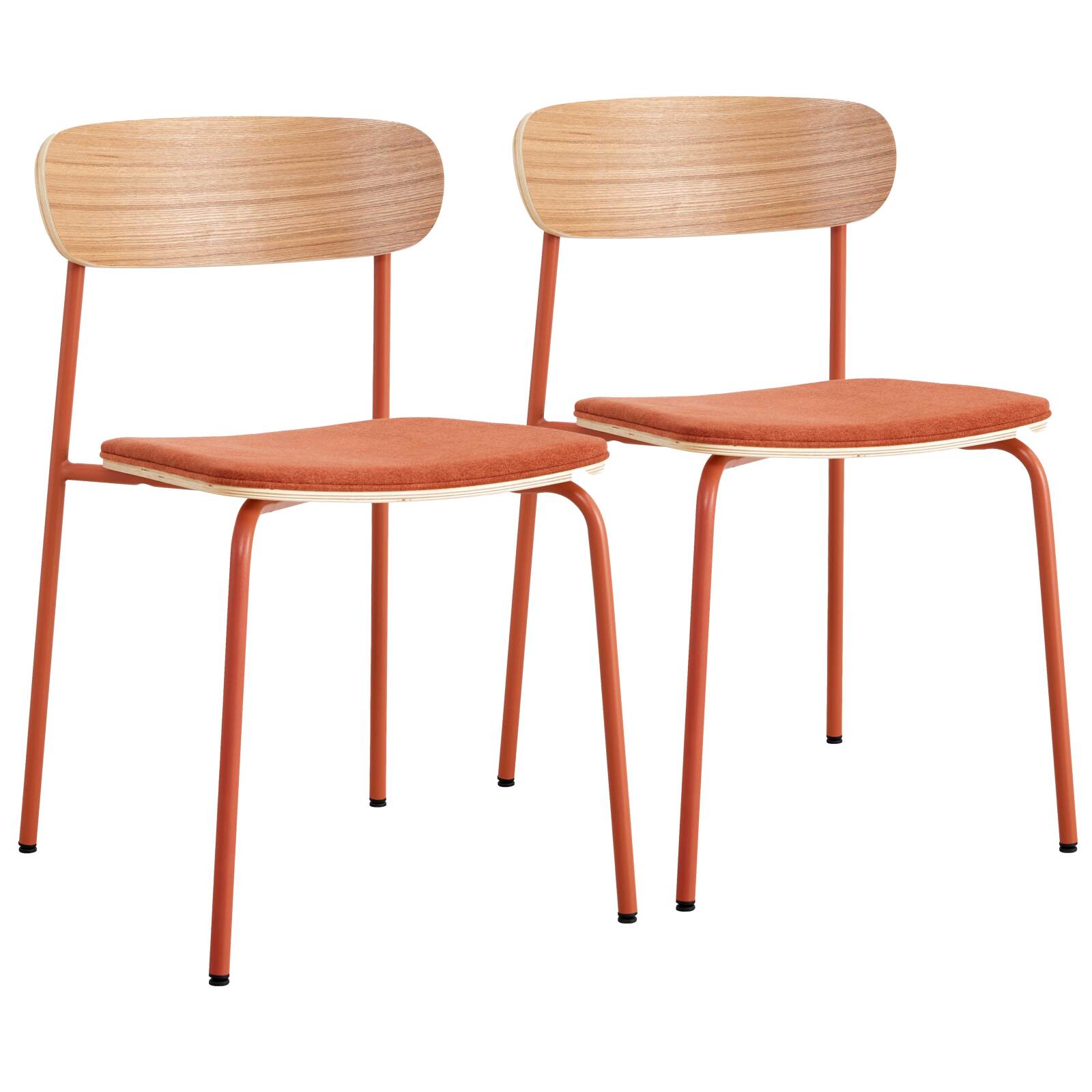 Lot de 2 chaises de restaurant en métal, bois et tissu