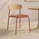 Lot de 2 chaises de restaurant en métal, bois et tissu