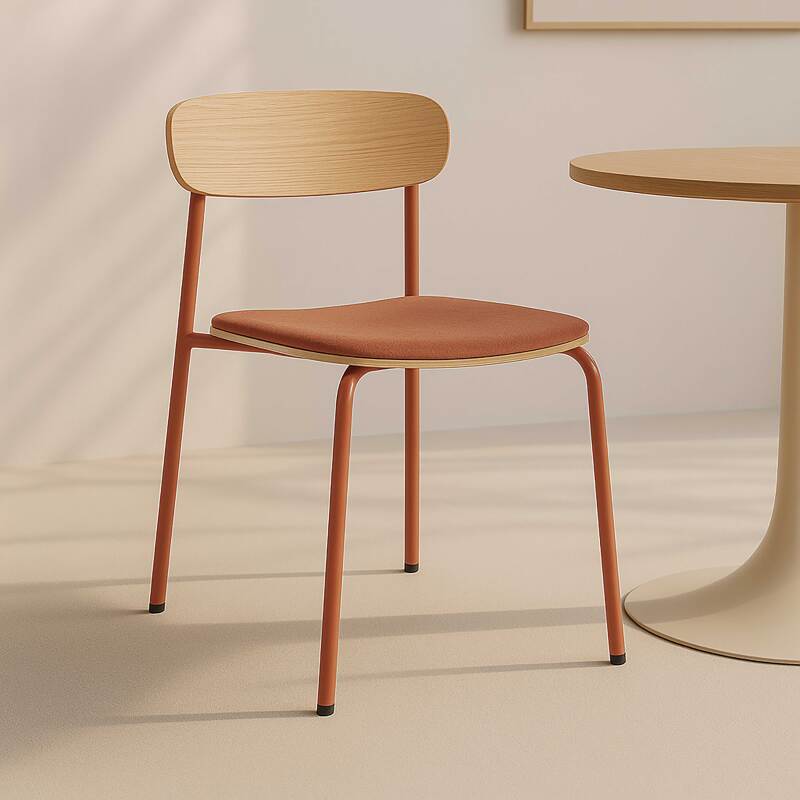 Lot de 2 chaises de restaurant en métal, bois et tissu