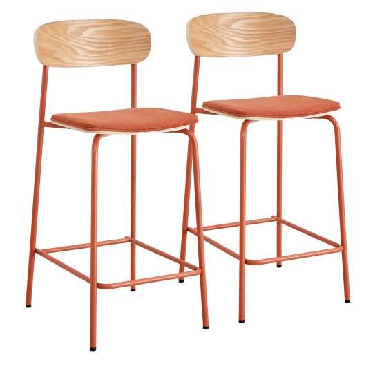 Lot de 2 chaises hautes en métal, bois et tissu | Mobeventpro