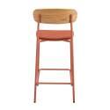 Lot de 2 chaises hautes en métal, bois et tissu