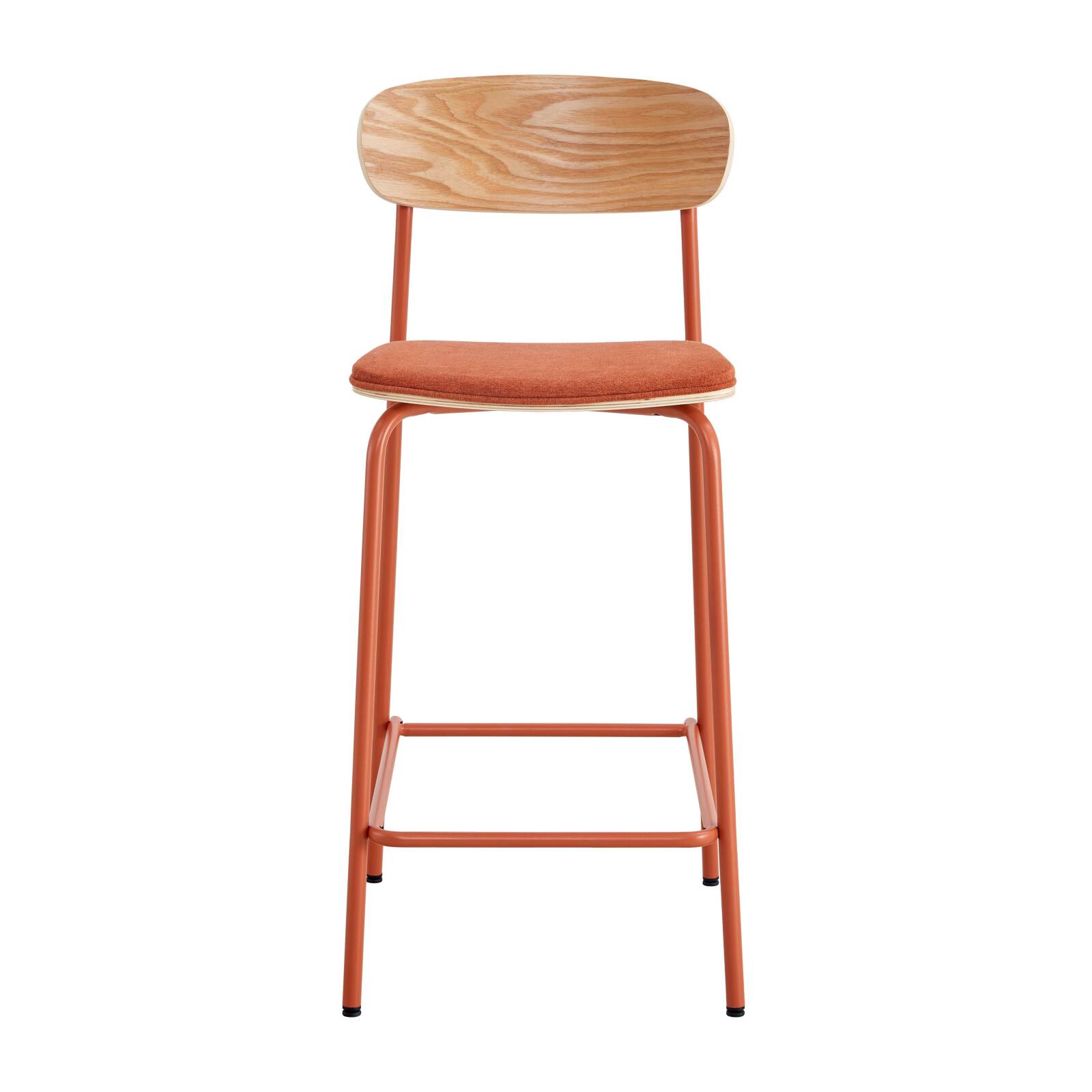Lot de 2 chaises hautes en métal, bois et tissu
