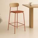Lot de 2 chaises hautes en métal, bois et tissu