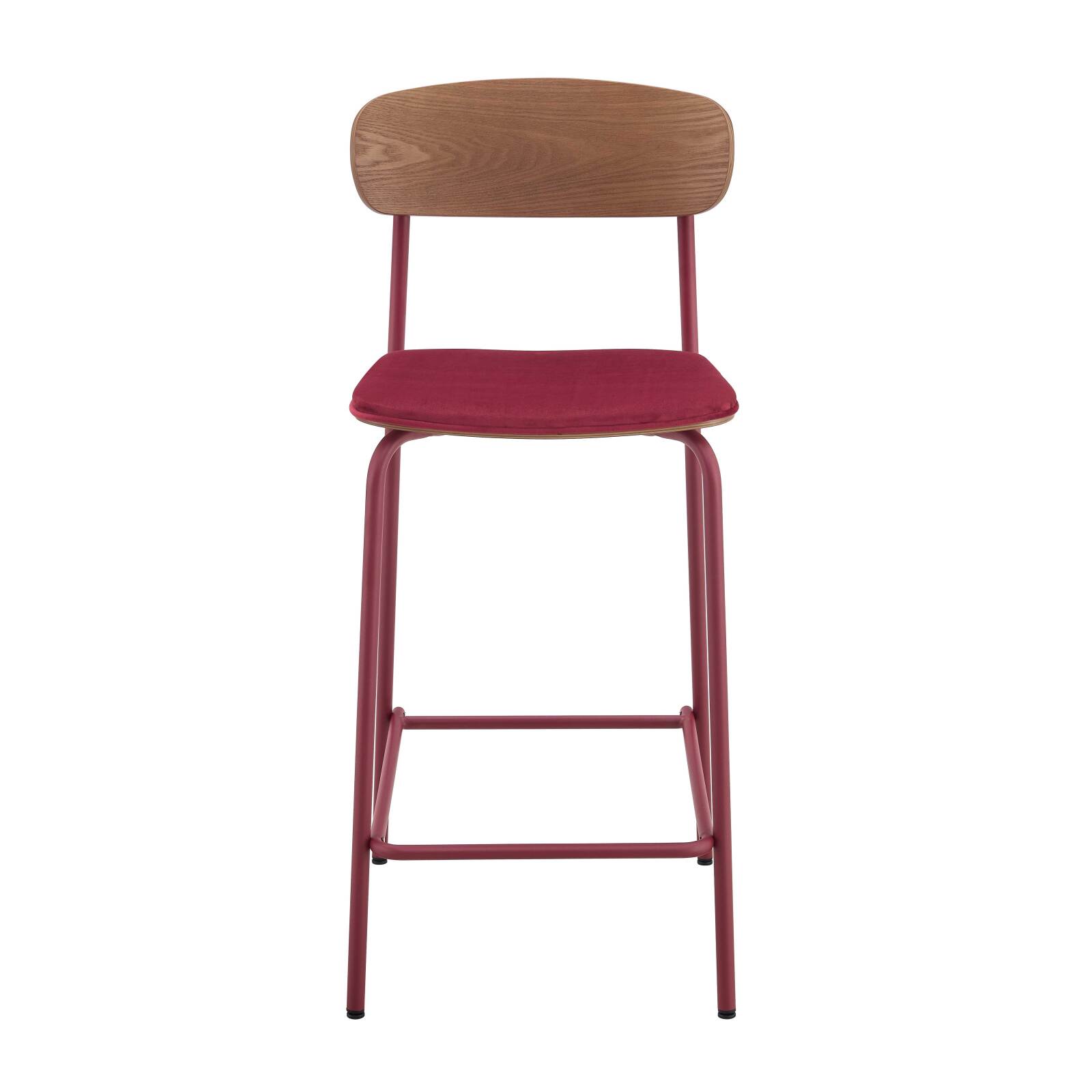 Lot de 2 chaises hautes en métal, bois et tissu