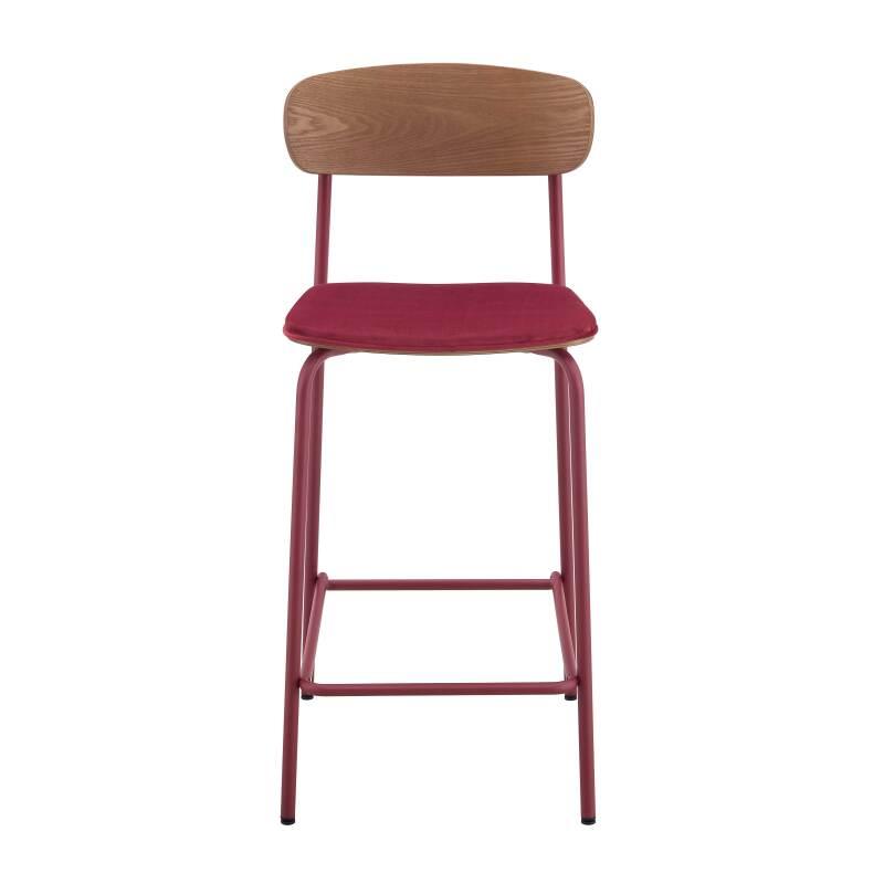 Lot de 2 chaises hautes en métal, bois et tissu