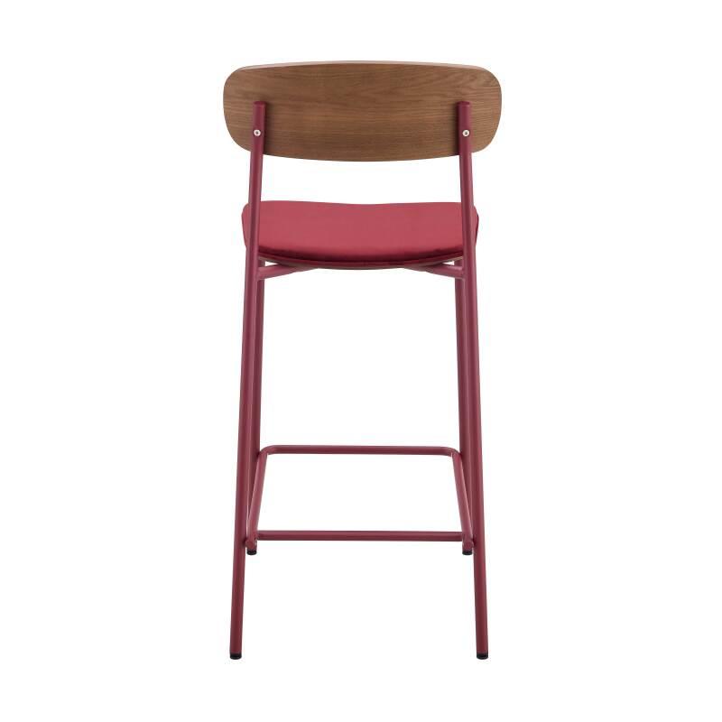 Lot de 2 chaises hautes en métal, bois et tissu