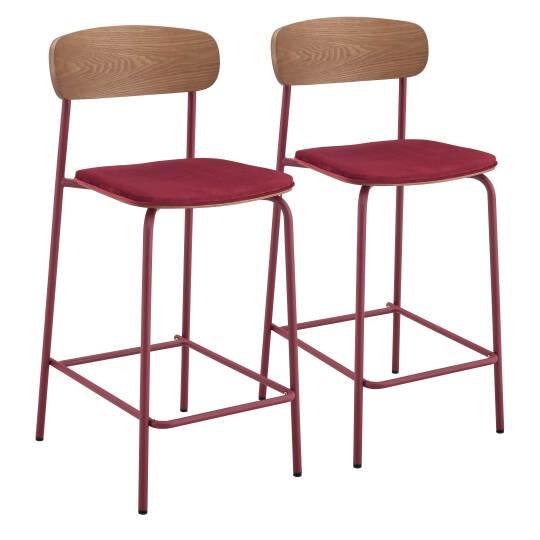 Chaises hautes de restaurant en bois, métal et tissu - Lot de 2 | Mobeventpro