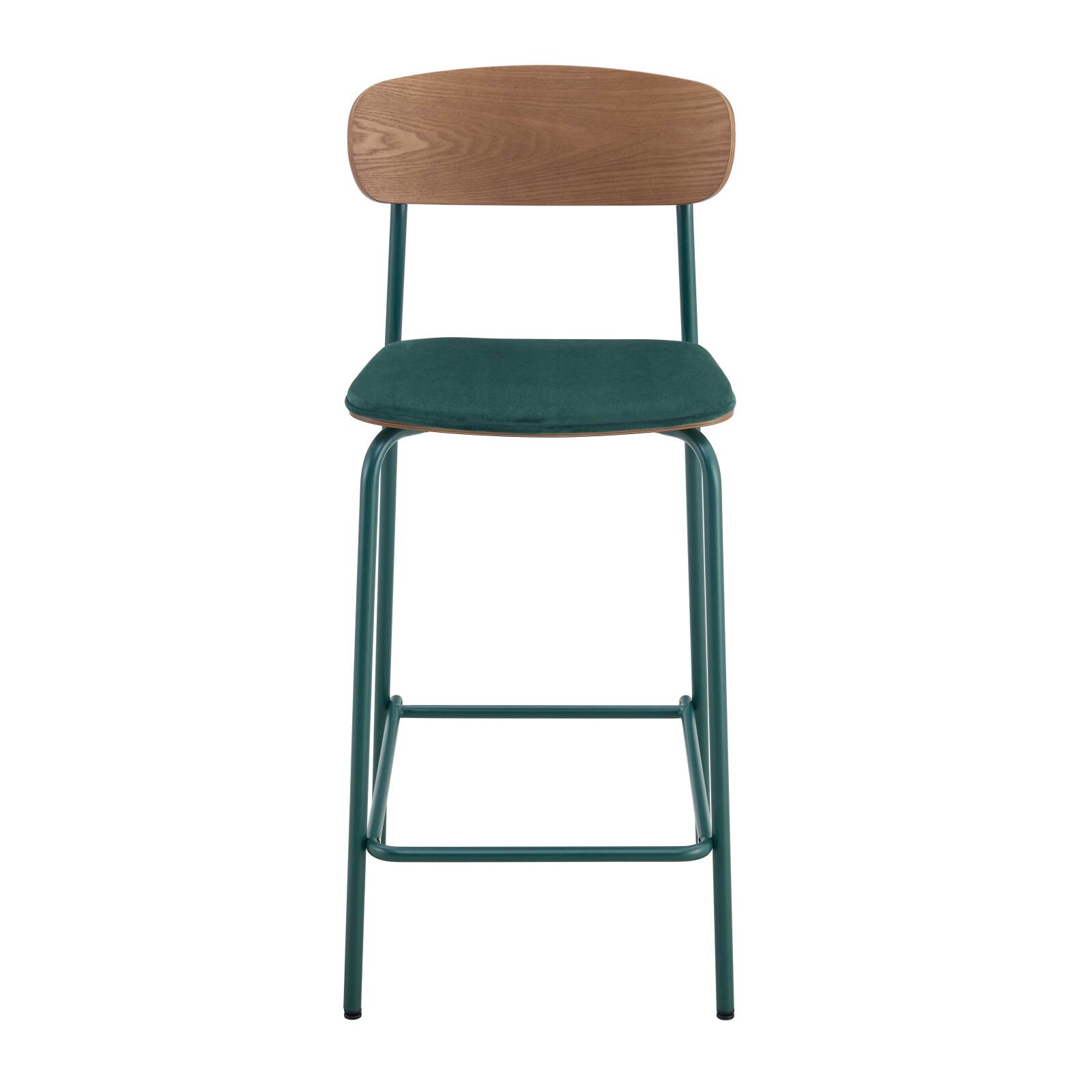 Lot de 2 chaises hautes en métal, bois et tissu Lot de 2 chaises hautes en métal, bois et tissu