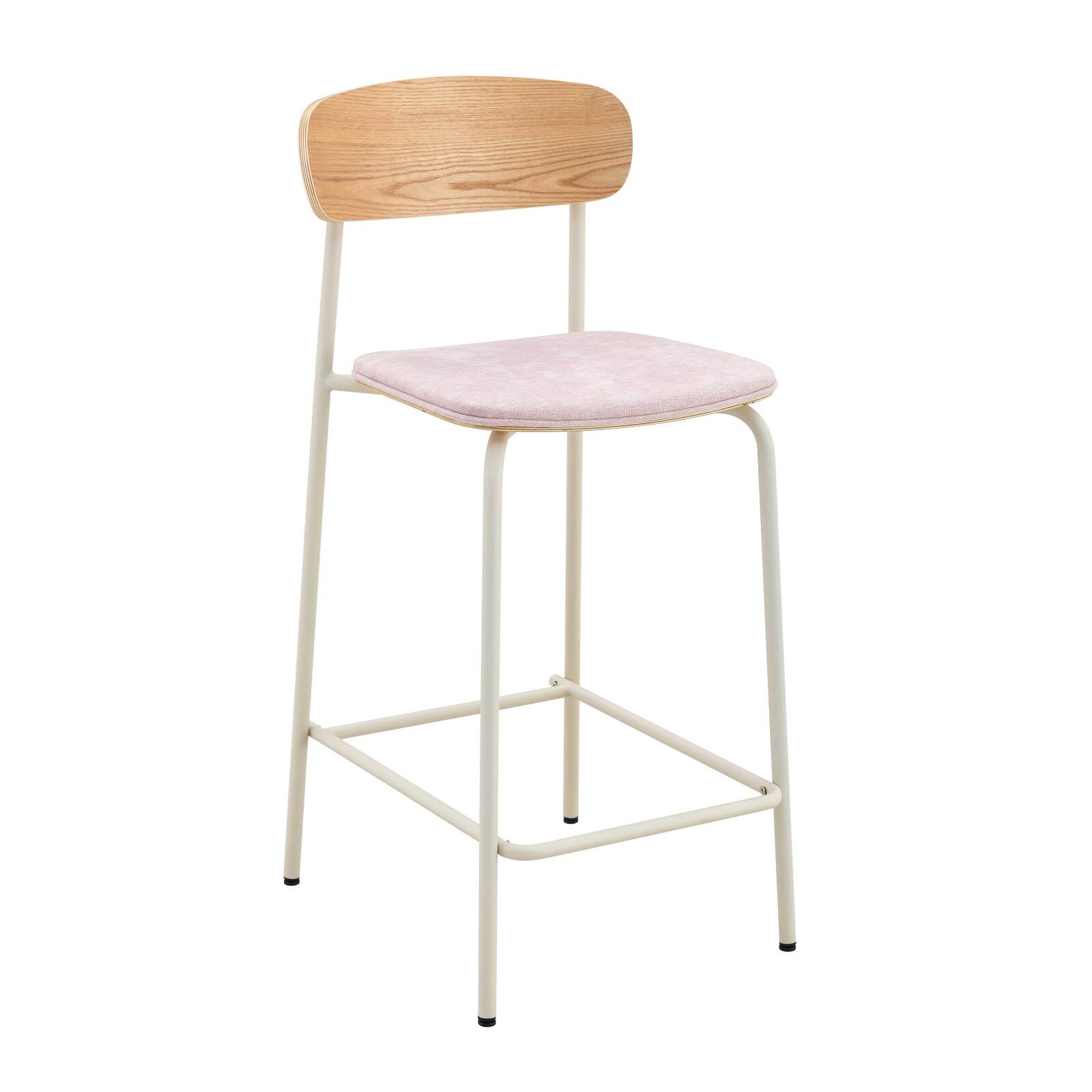 Lot de 2 chaises hautes en métal, bois et tissu