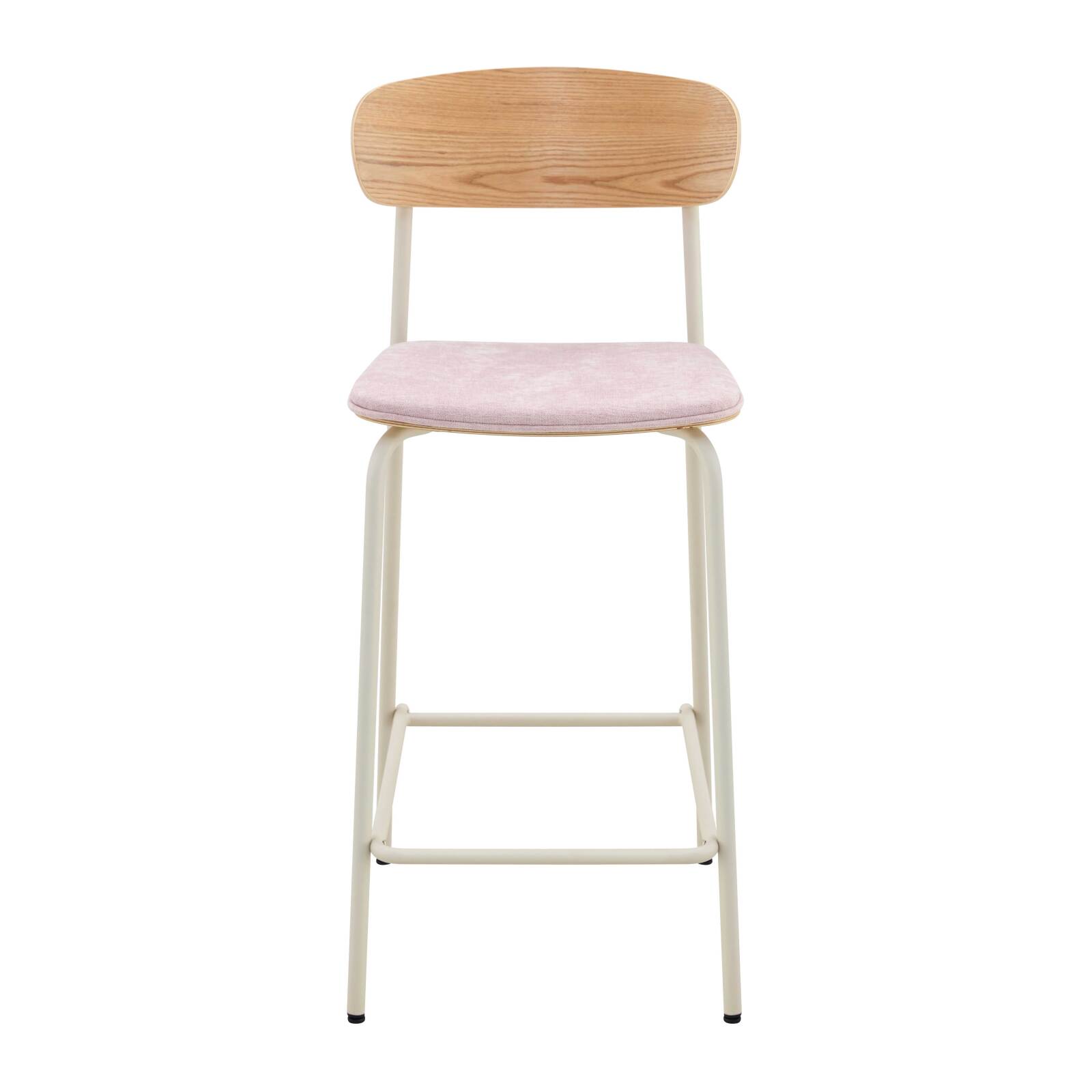 Lot de 2 chaises hautes en métal, bois et tissu