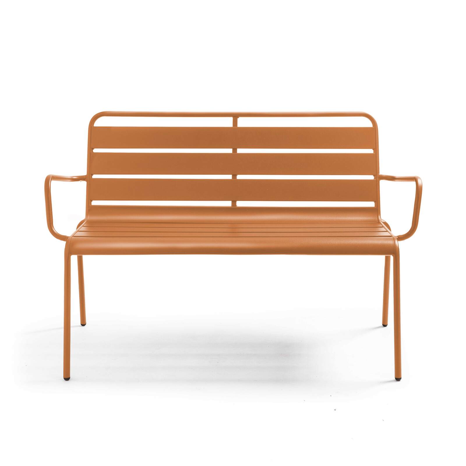 Banc avec dossier et accoudoirs en métal