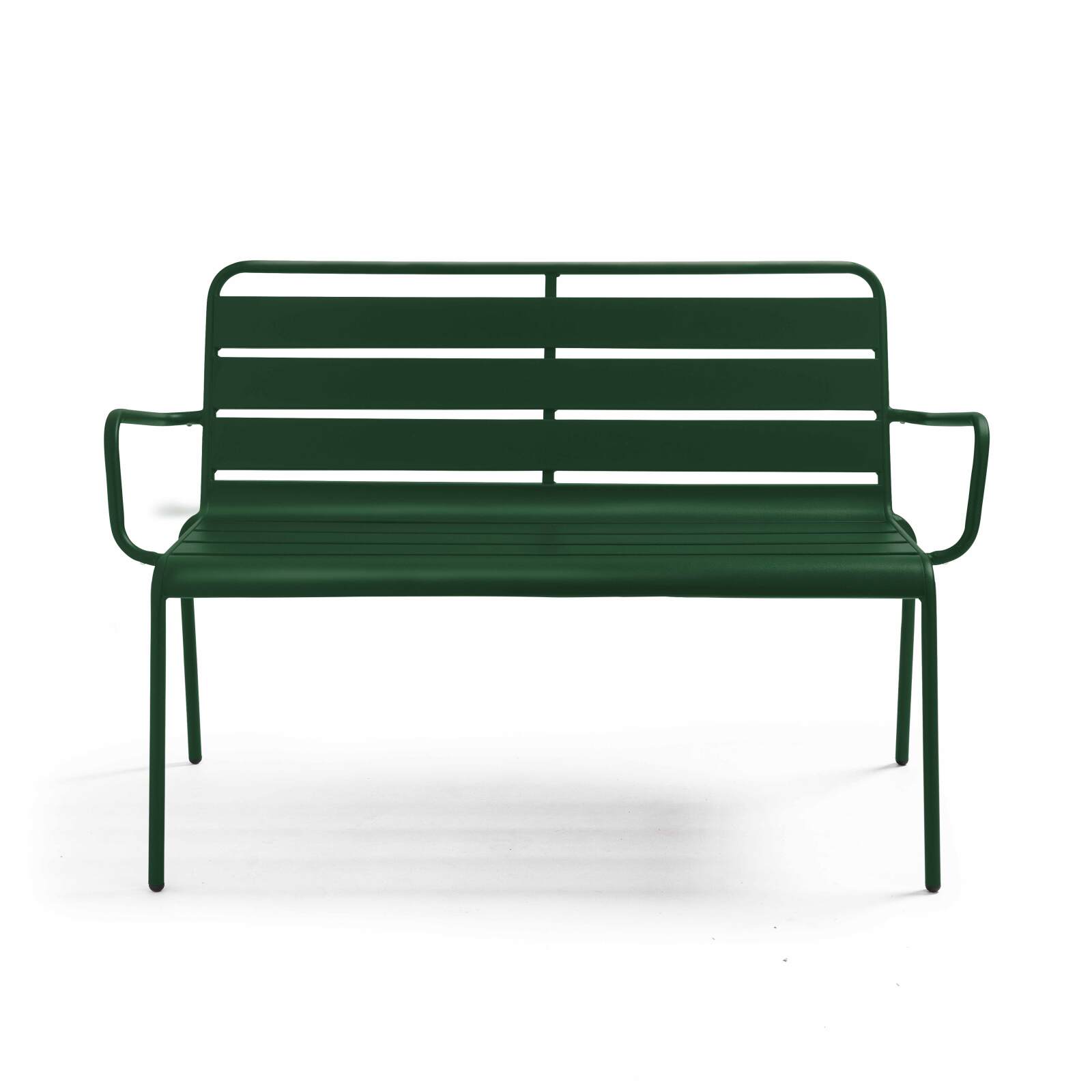 Banc avec dossier et accoudoirs en métal