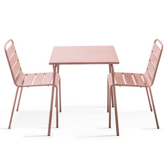 Table de terrasse bistrot carrée en métal 70x70 cm et 2 chaises | Mobeventpro