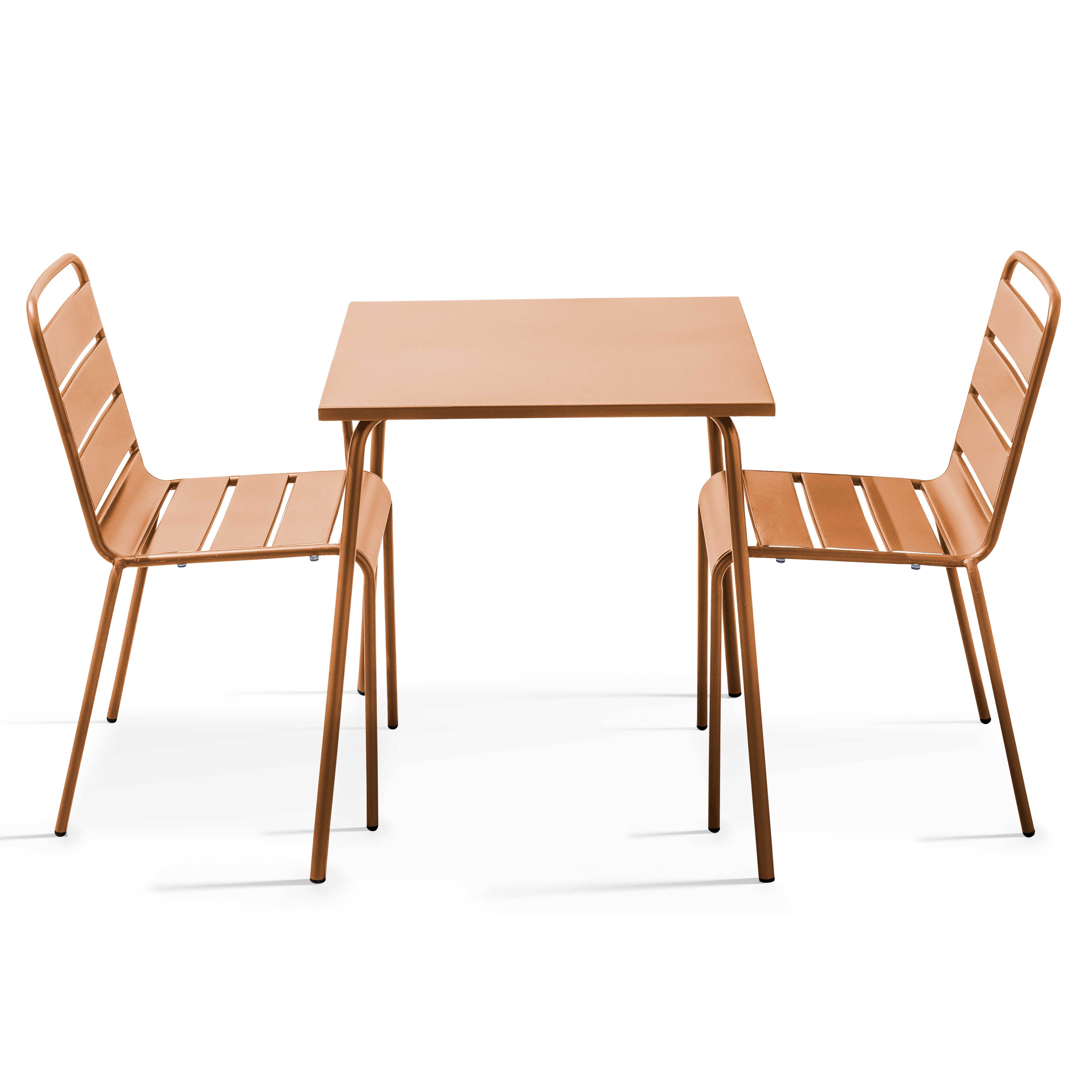 Table de terrasse bistrot carrée en métal 70x70 cm et 2 chaises