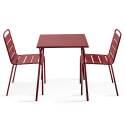 Table de terrasse bistrot carrée en métal 70x70 cm et 2 chaises
