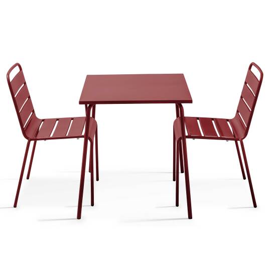 Table de terrasse bistrot carrée en métal 70x70 cm et 2 chaises | Mobeventpro