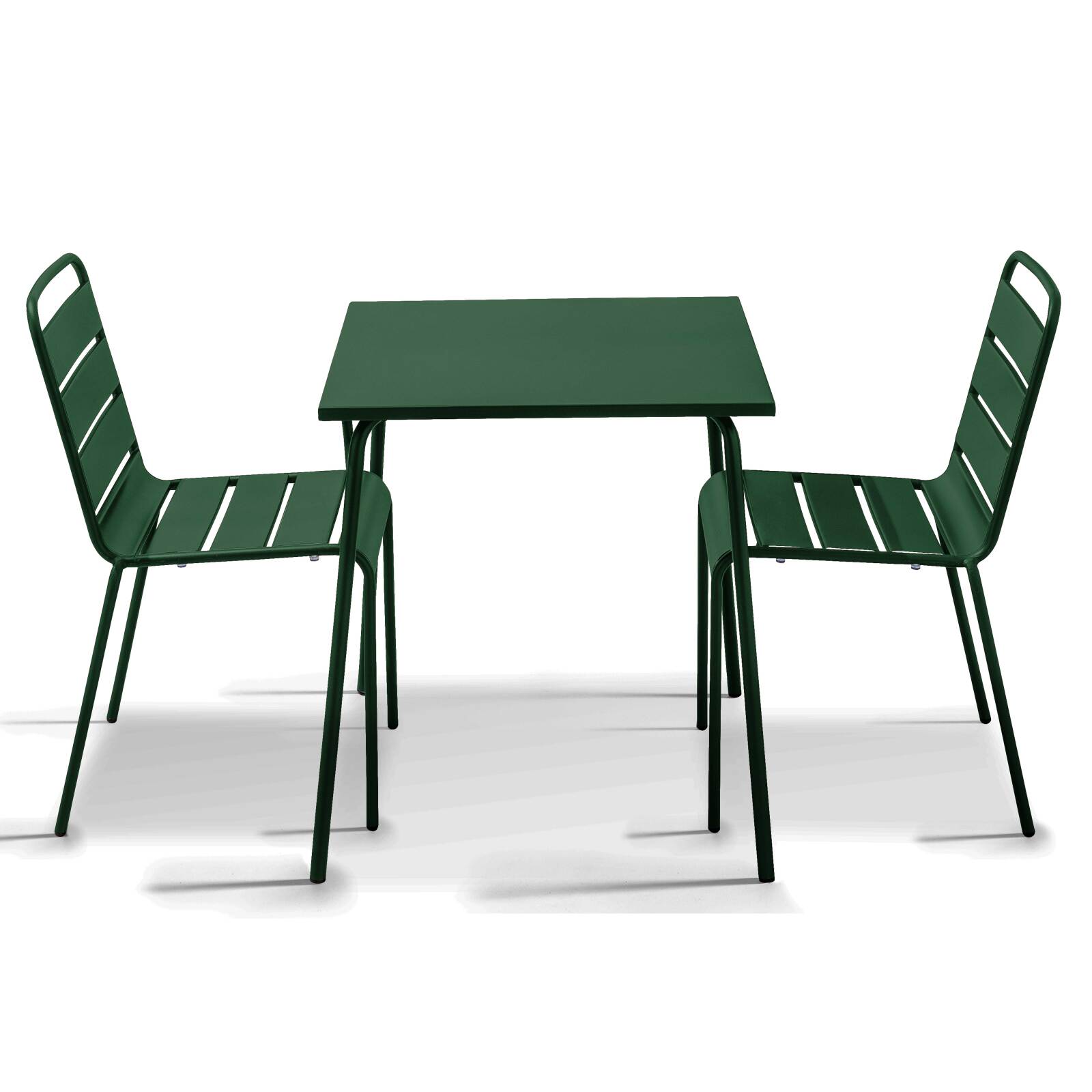 Table de terrasse bistrot carrée en métal 70x70 cm et 2 chaises