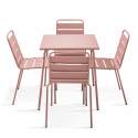 Table de terrasse carrée en métal 70x70 cm et 4 chaises