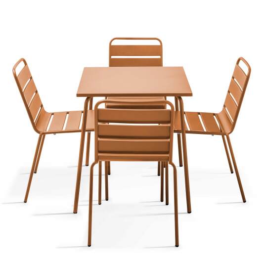 Table de terrasse carrée en métal 70x70 cm et 4 chaises | Mobeventpro