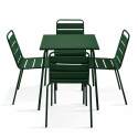 Table de terrasse carrée en métal 70x70 cm et 4 chaises