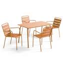 Table de terrasse en métal 120x70 cm et 4 chaises avec accoudoirs