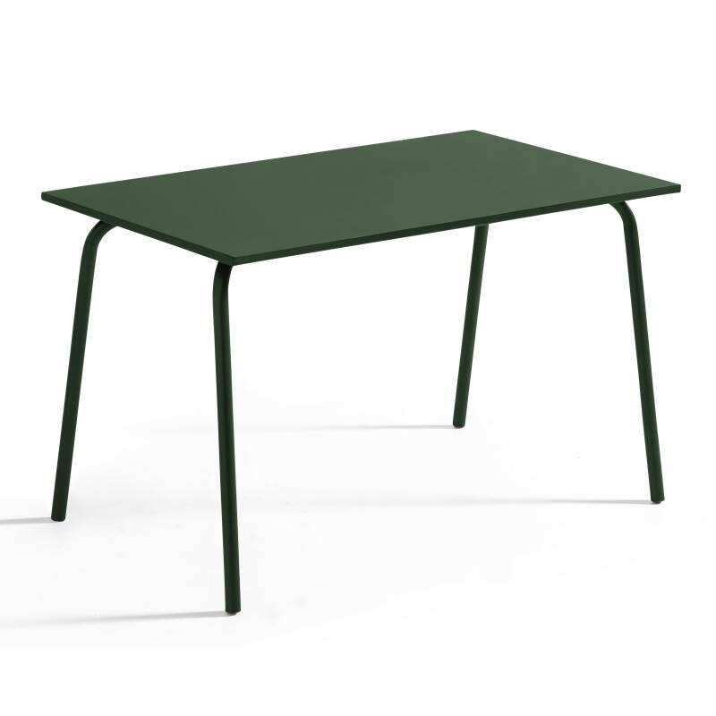Table de terrasse en métal 120x70 cm et 4 chaises avec accoudoirs