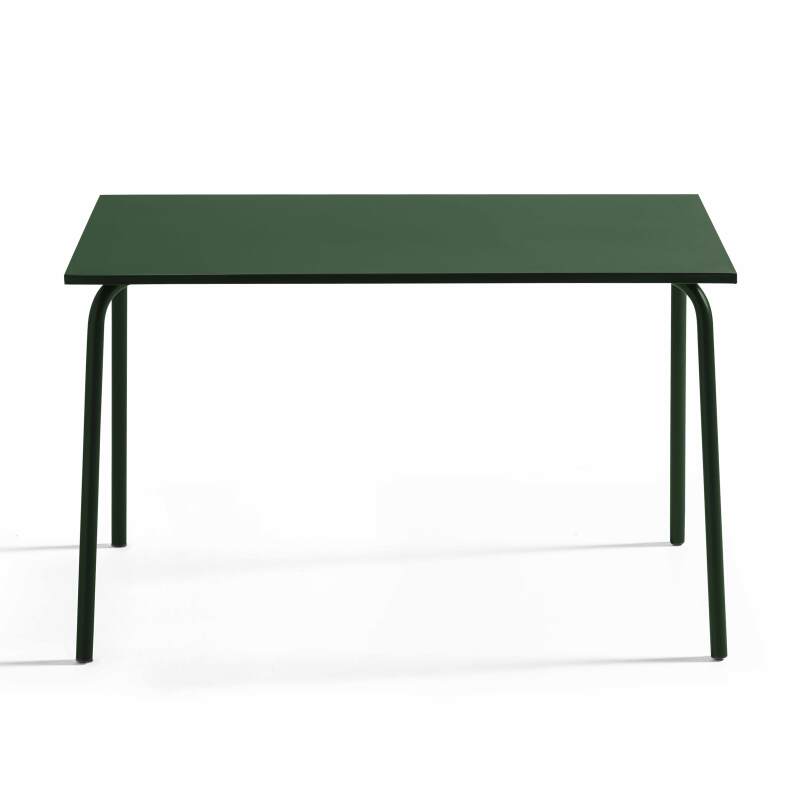 Table de terrasse en métal 120x70 cm et 4 chaises avec accoudoirs