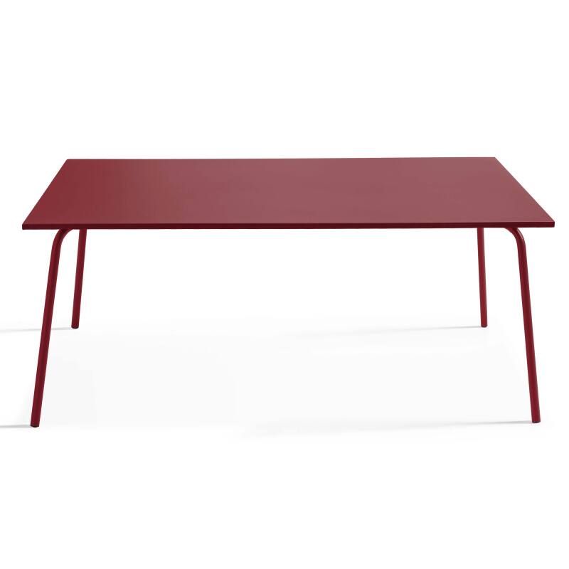 Table de terrasse en métal 180x90 cm et 6 chaises avec accoudoirs