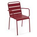 Table de terrasse en métal 180x90 cm et 6 chaises avec accoudoirs