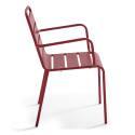 Table de terrasse en métal 180x90 cm et 6 chaises avec accoudoirs
