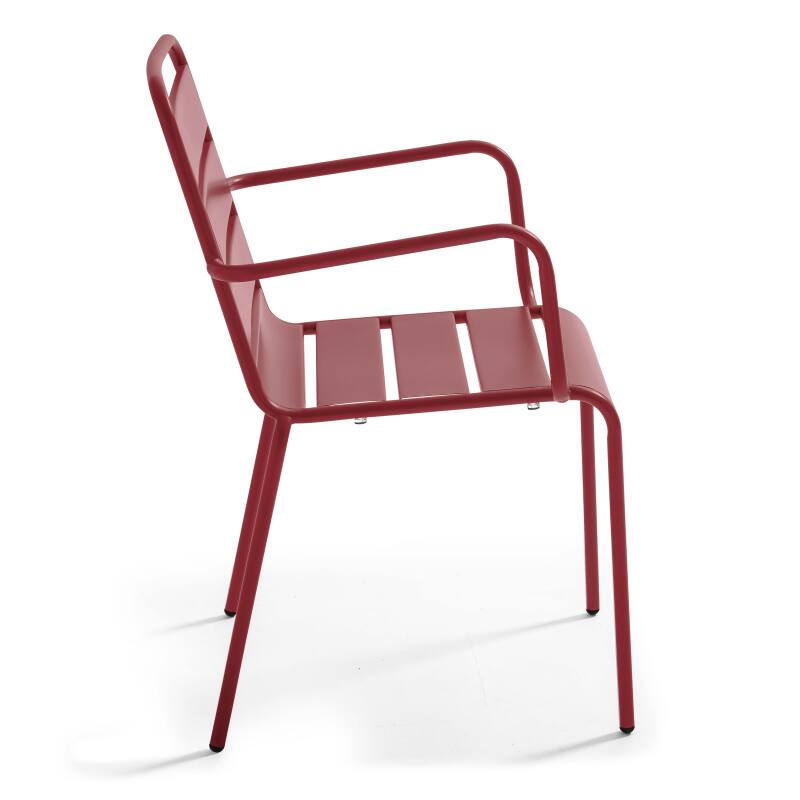 Table de terrasse en métal 180x90 cm et 6 chaises avec accoudoirs