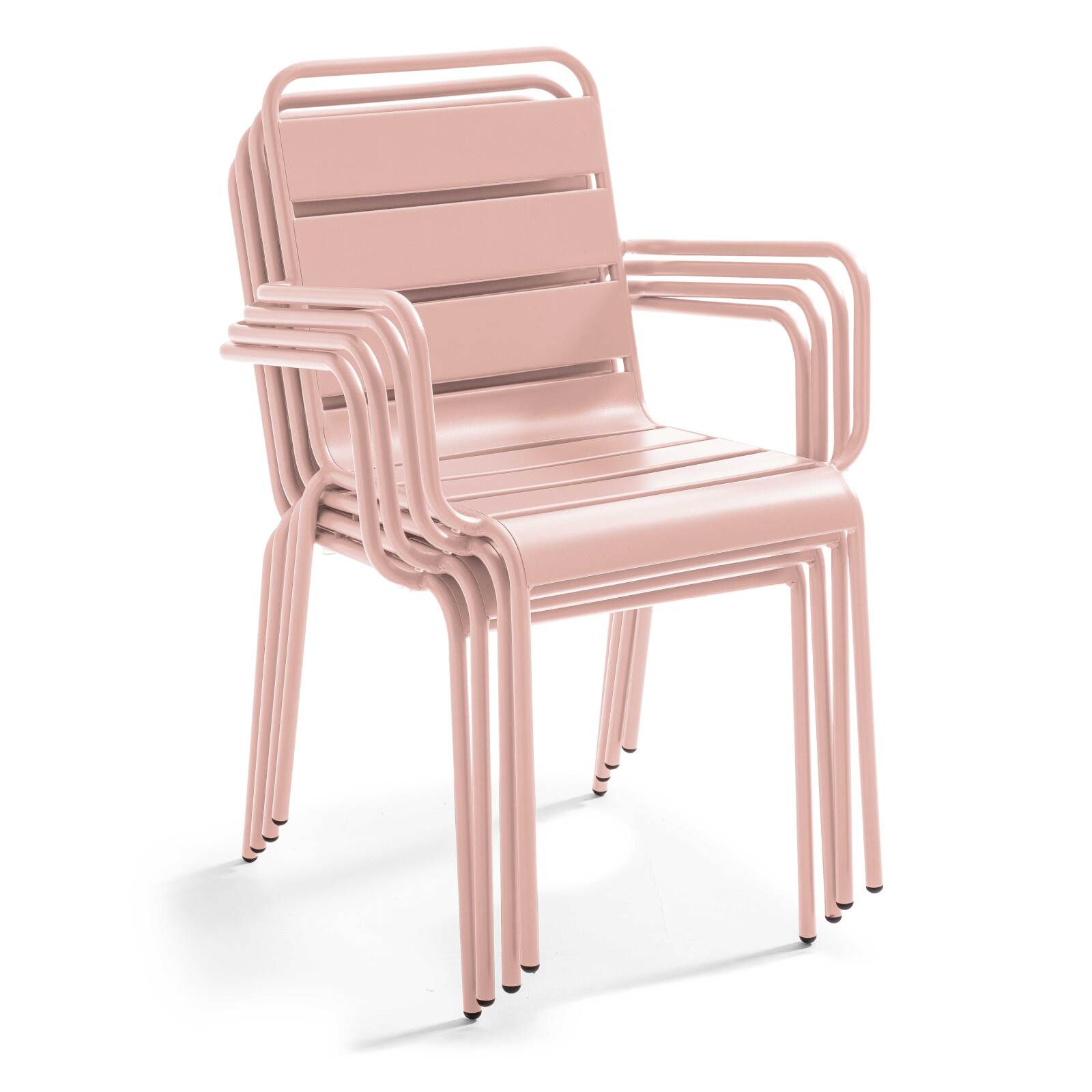 Table de terrasse en métal 120x70 cm et 4 chaises avec accoudoirs