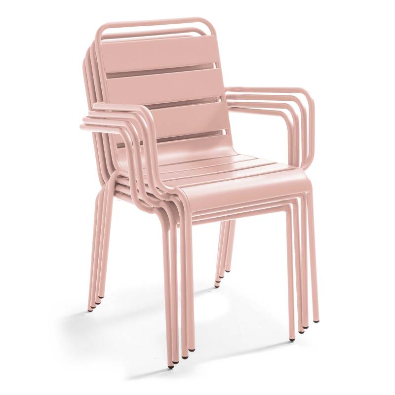 Table de terrasse en métal 120x70 cm et 4 chaises avec accoudoirs (6/8)