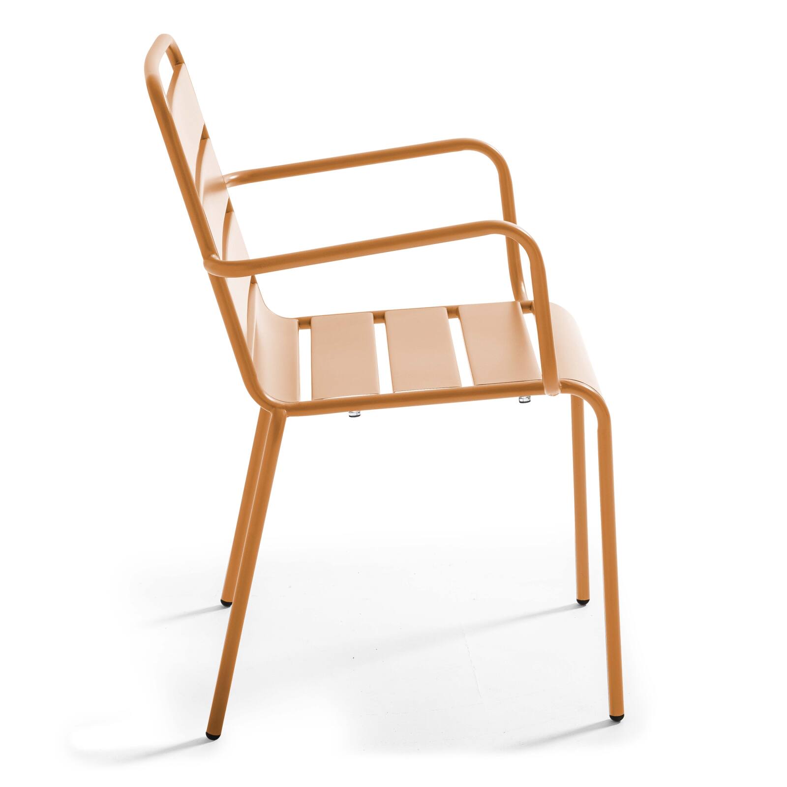 Table de terrasse en métal 120x70 cm et 4 chaises avec accoudoirs