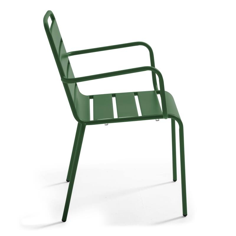 Table de terrasse en métal 120x70 cm et 4 chaises avec accoudoirs