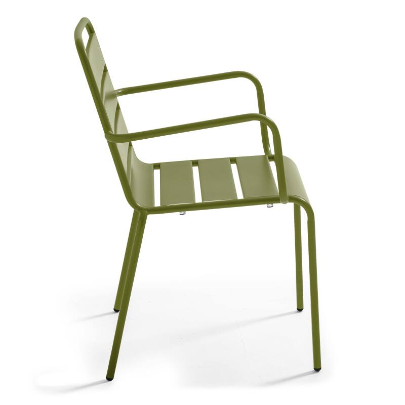 Table de terrasse bistrot carrée en métal 70x70 cm et 2 chaises avec accoudoirs (7/8)