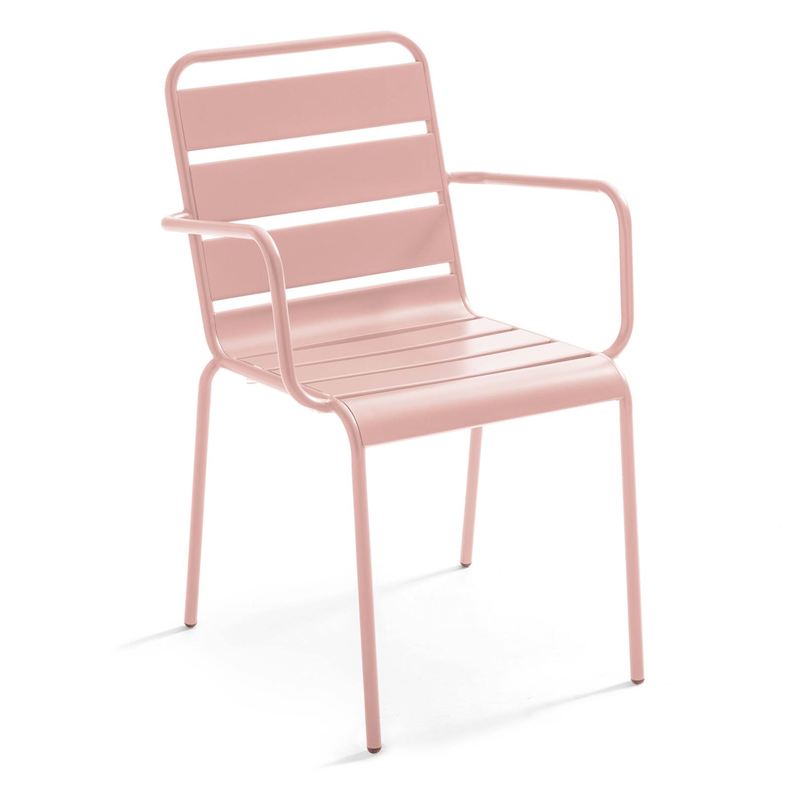 Table de terrasse carrée en métal 70x70 cm et 4 chaises avec accoudoirs