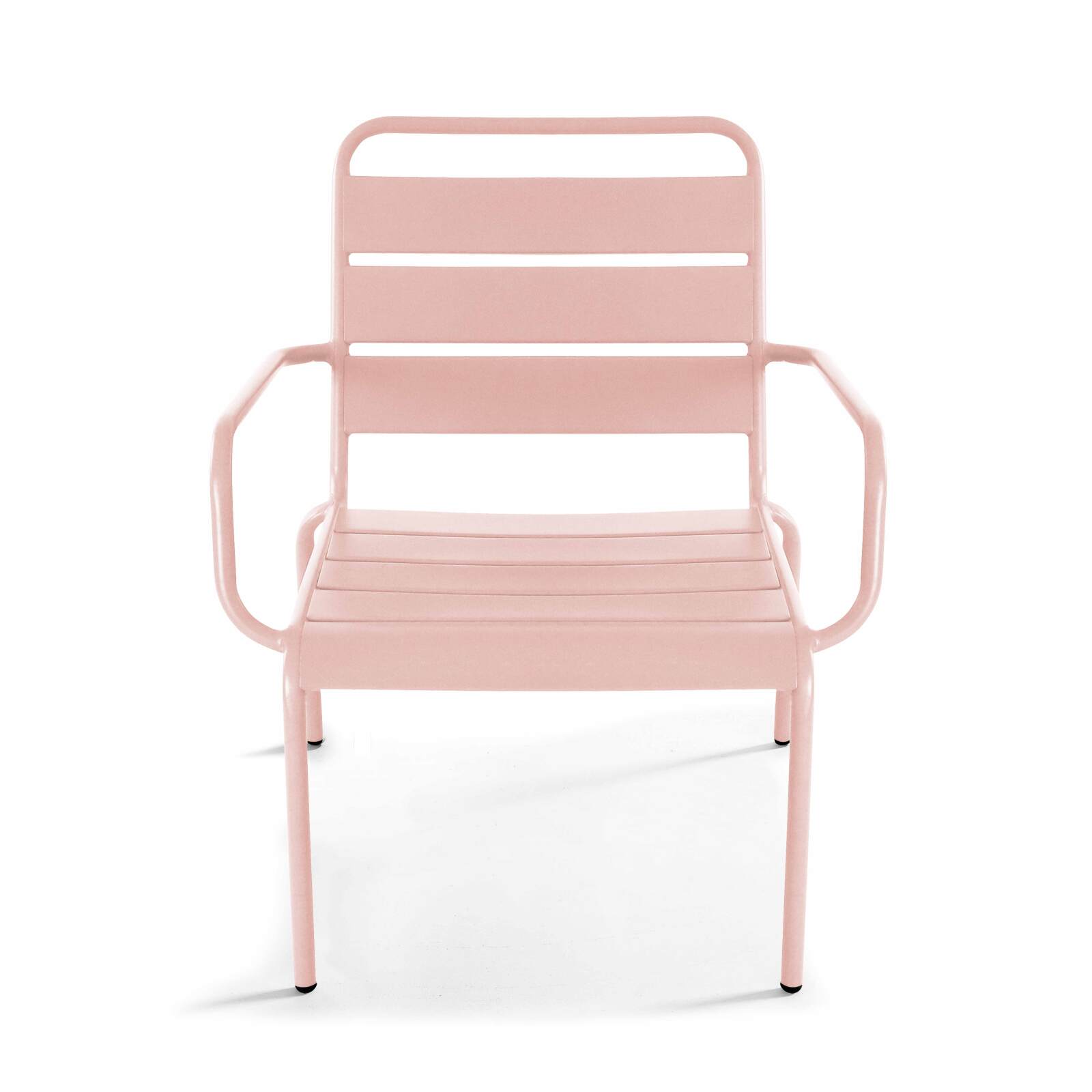Ensemble fauteuil de terrasse bas et repose-pied en métal