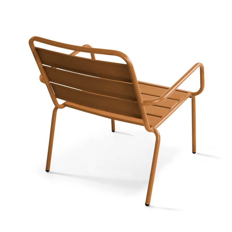 Ensemble fauteuil de terrasse bas et repose-pied en métal (3/7)