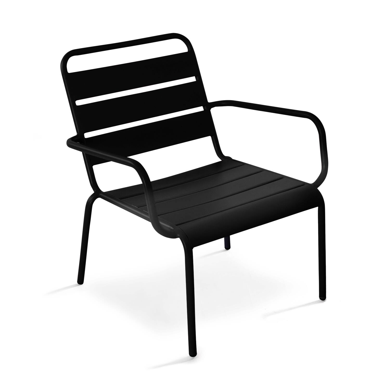 Ensemble fauteuil de terrasse bas et repose-pied en métal