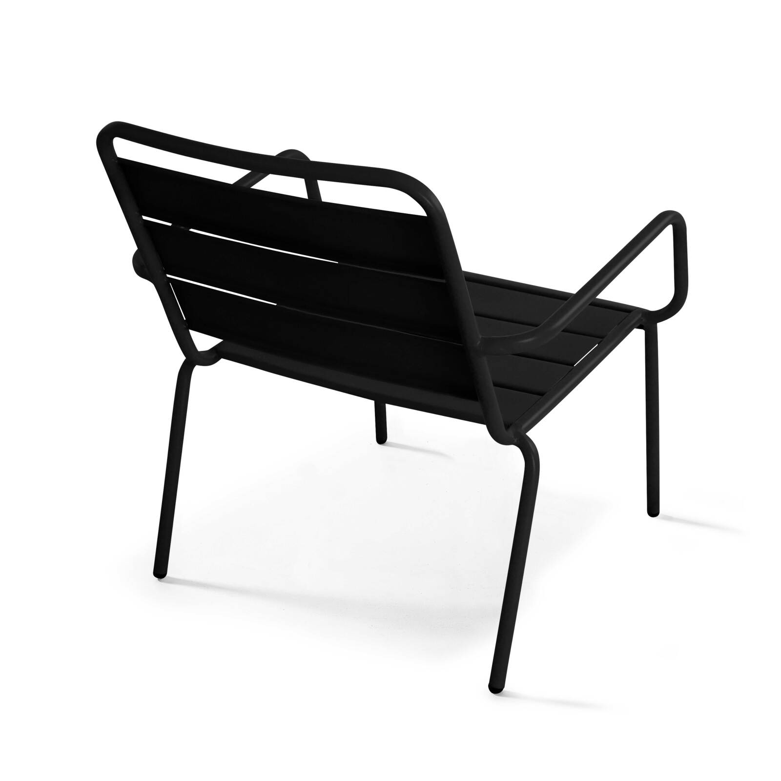 Ensemble fauteuil de terrasse bas et repose-pied en métal
