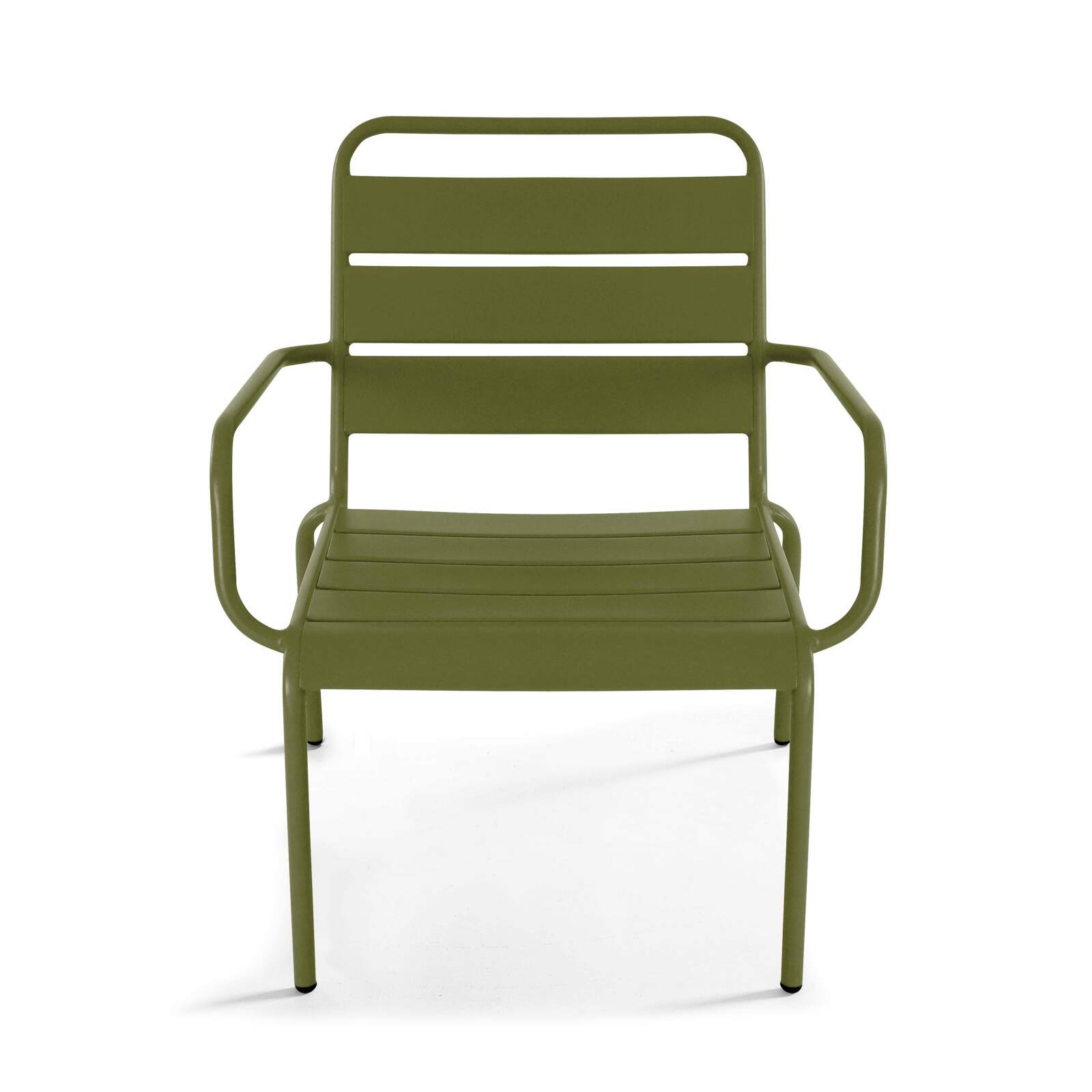 Ensemble fauteuil de terrasse bas et repose-pied en métal