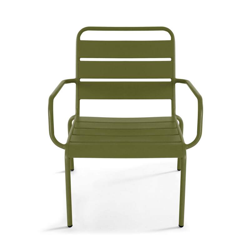 Ensemble fauteuil de terrasse bas et repose-pied en métal (2/7)