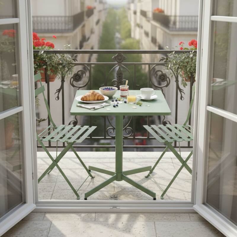Table de restaurant carrée inclinalble en métal 4 personnes 70x70 cm